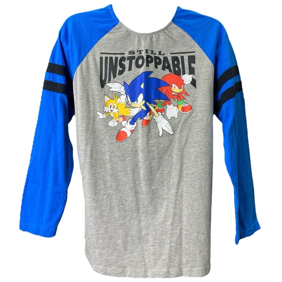 SEGA SONIC THE HEDGEHOG Youth XL Gray  Long Sleeve T-Shirt “Still Unstoppable” - Picture 1 of 2